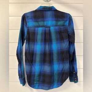 American eagle vintage boyfriend plaid blue/black shirt